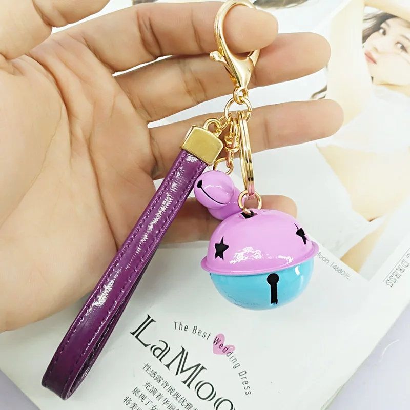 

Cute Hollow Star Bells Key Chains PU Rope Wallet Pendants Decoration Key Ring Fashion Jewelry Ornament Keychains Gift for Friend