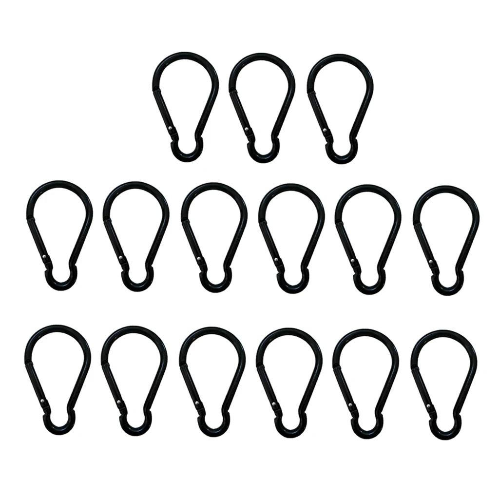 MagiDeal 15pcs Multiuse Camping Keychain Carabiner Key Holder Sports Backpack Buckle Aluminum Keychain Carabiner