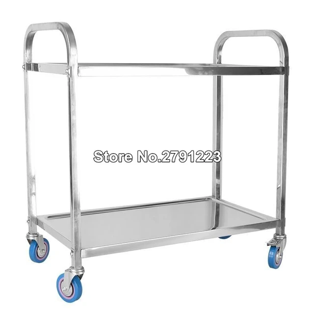 VEVOR Utility Service Cart 3 Shelf Heavy Duty 220LBS Food Service Cart  Rolling Kitchen Storage Trolley with 4 Lockable Wheels - AliExpress