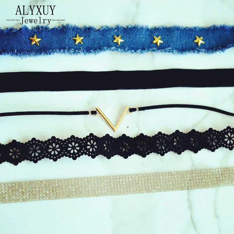 

New fashion jewelry mix design star stone choker necklace set 1set=5pieces gift for women girl N2080