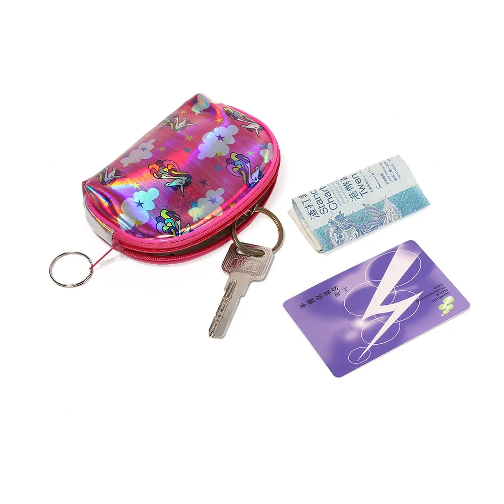 1 шт. мини-кошелек с рисунком дельфина лазерного единорога для девушек и женщин, кошелек для монет на молнии, сумка для монет, держатель для карт