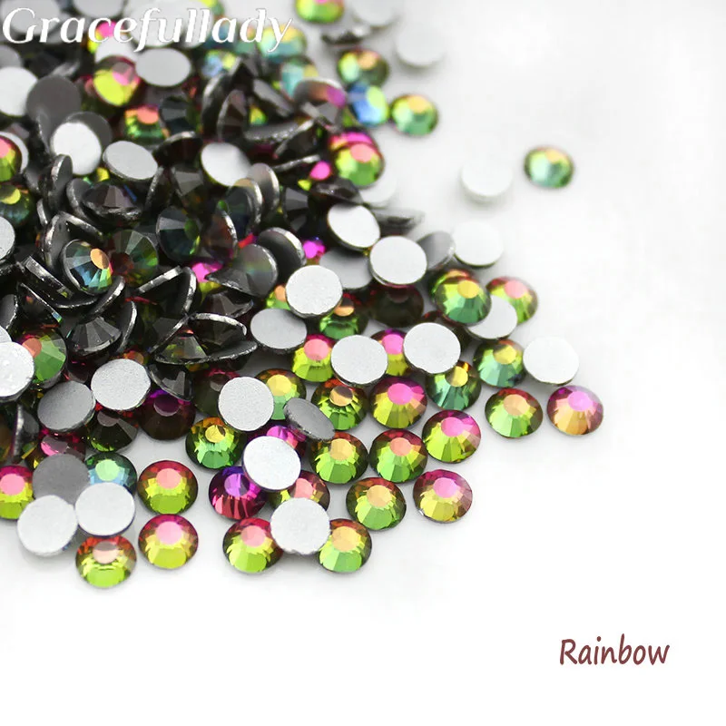 

SS3-SS30 Rainbow 3D Nail Art Rhinestones Flatback Non Hotfix For Nails Decorations 288-1440pcs