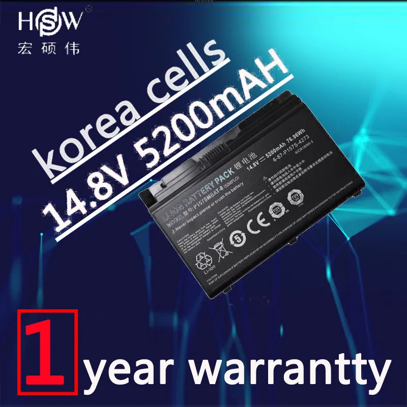 

HSW Battery For Clevo X611 P157 p157S HASSEE K780S k680c K670G-i7 D1 XMG P704 P157SMBAT-8 6-87-P157S-4272 bateria akKU
