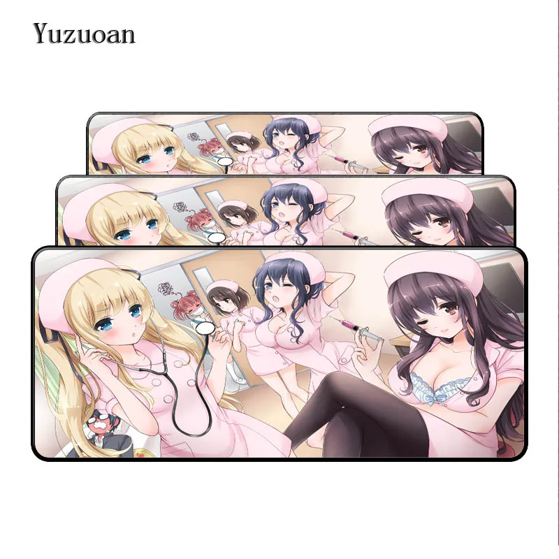 Yuzuoan 900*400*3mm Large Lock Edge Sexy Girls Anime High-end notbook computer Gaming mouse pad laptop keyboard mouse Table mats