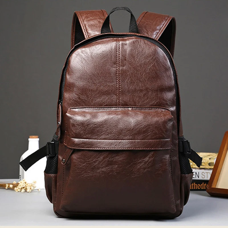 Men Leather Backpacks for Teenager Boys Casual Daypacks Mochila Male