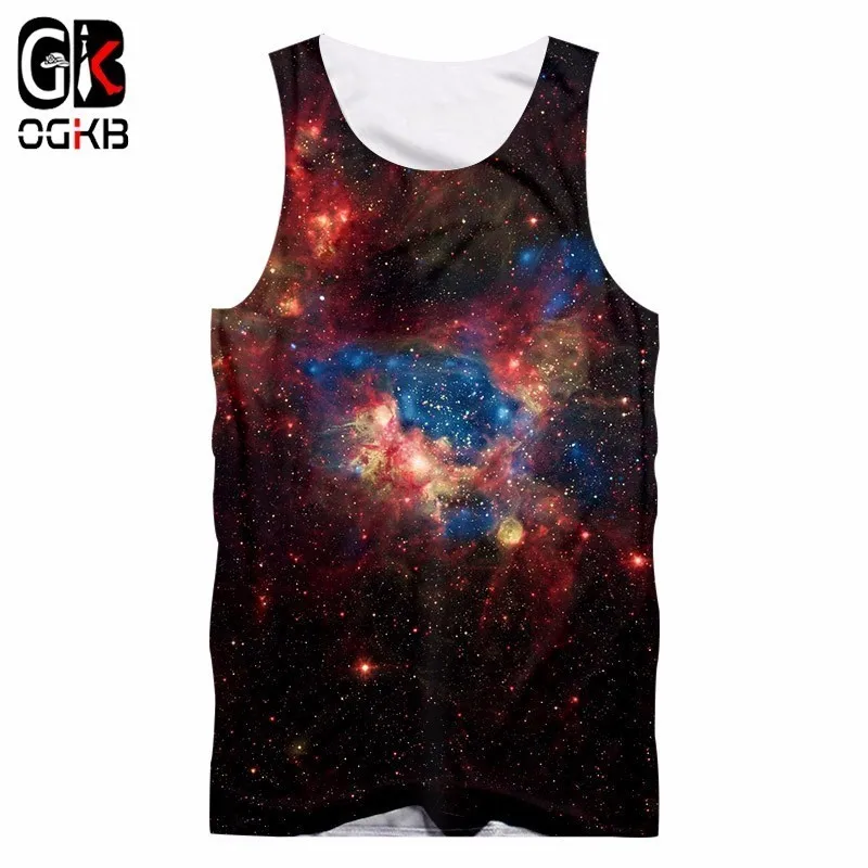 OGKB Galaxy Space Tanktop 3d мужская майка унисекс Одежда для фитнеса и бодибилдинга жилет
