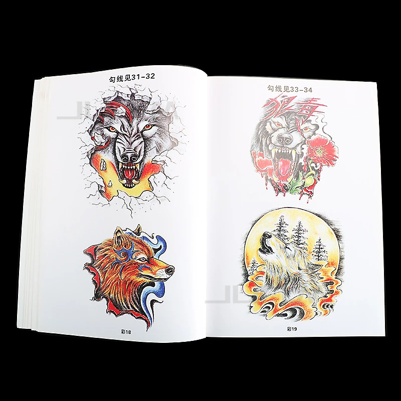 Новая тату-книга Волчья Голова Волчья фигура А4 Тотем тату рукопись оборудование 72 страницы Бесплатная доставка