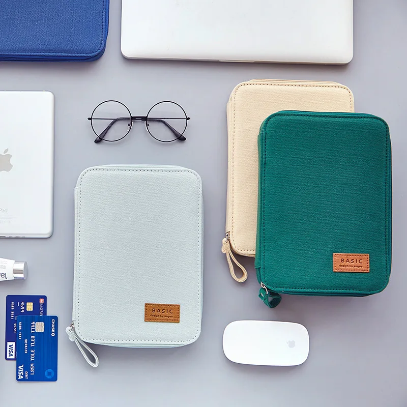 

Creative Large Capacity Multifunction Pencil Case Basic Color Portable Canvas Zipper Stationery Pens Pad Storage Bag Box School