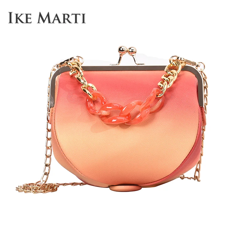 

IKE MARTI Gradient Frame Acrylic Bag Women Hat Shape Hand Female Small Tassel Chain Shoulder Handbag Purses Designer Bags
