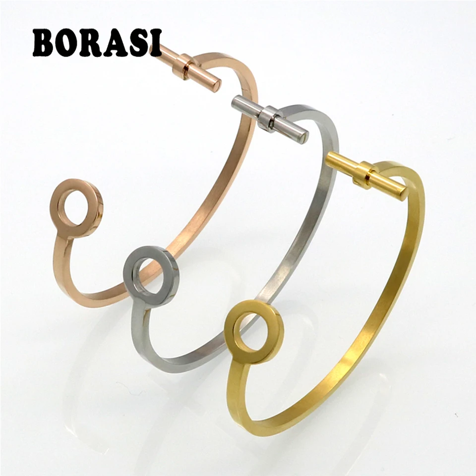 

New Gold Color Personalized Simple Circle Open Bangles Bracelets For Women Fashion Party Jewelry