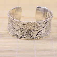 Limited Edition Чистого Серебра Китайские Иероглифы Браслет Буддийский Праджняпарамита Сутра Браслет Изящные Ювелирные S999 Серебряный Браслет