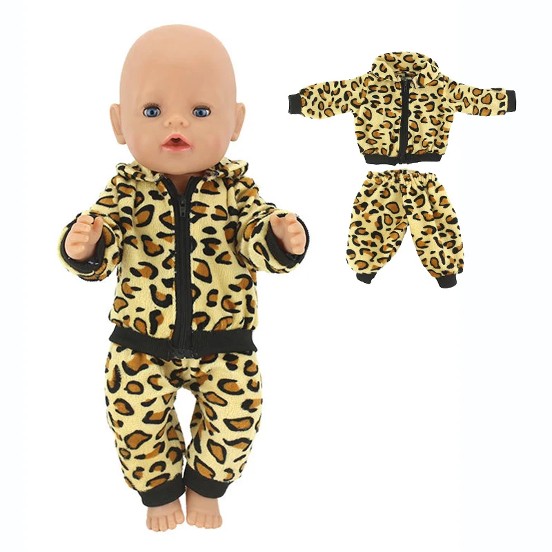 Reborn Baby Leopard с принтом куклы одежда для 17 дюймов 43 см куклы-Барби куртки и брюки комплект из 2 предметов Детские аксессуары для игрушечной