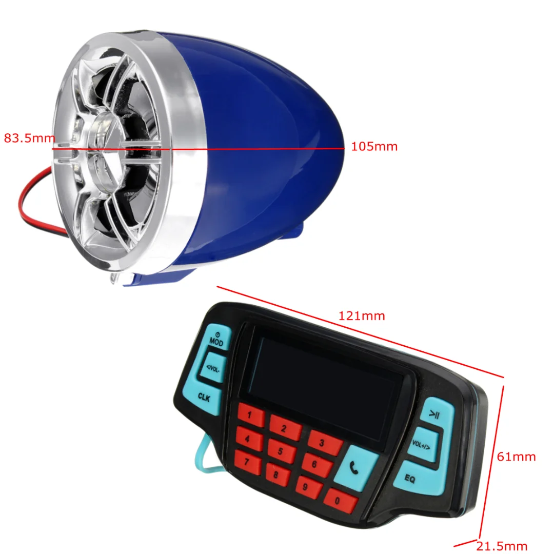 Newest 12V Bluetooth Motorcycle Handlebar Audio System FM Radio MP3 Speaker USB