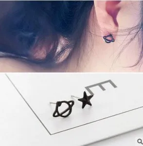 

2019 Earing Aretes Pendientes Of Europe And The Of Original Korean Soft Sister Dark Hollow Out Planet Saturn Stars Earrings