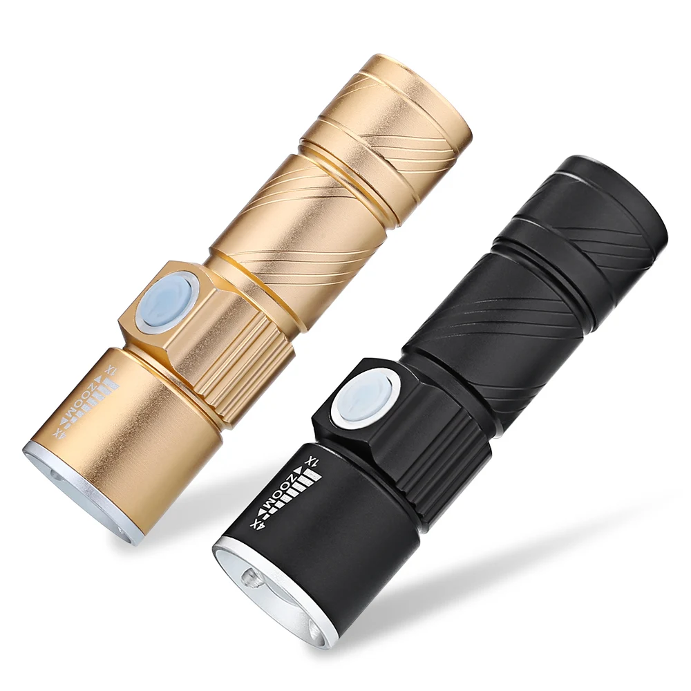 2PCS/Lot Q5 USB LED Flashlight Mini Rechargeable LED Torch 3 Modes