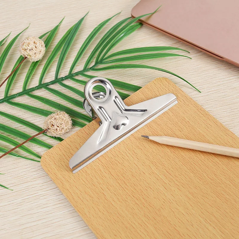 New A4 Wooden Clipboard File Folder Stationary Board Hard Board Writing Plate Clip Document Bag File Folder Clipboard Report O