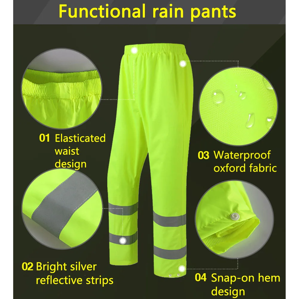 Водостойкая утолщенная Ткань Оксфорд Велоспорт дождь брюки Светоотражающие транзитная дорога брюки флуоресцентные штаны для езды размер M-XXXL