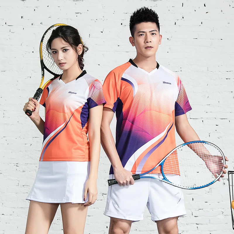 

2019 custom women badminton jersey sets men badminton training suits uniforms breathable tennis sportswear running clothes print