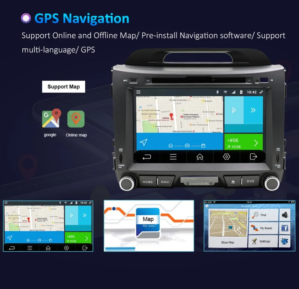 Best Android 9.0 Octa Core Headunit Car DVD player for KIA Sportage R 2014 2011 2012 2013 2015 Gps wifi  BT 3g/4g net Radio Bluetooth 3