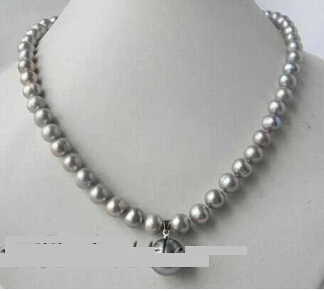 

ddh001814 9mm Gray Round Freshwater Pearl Shell Pearl Pendant Necklace