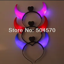 30 шт./лот светодиодные партии дьявол Oxhorn светящиеся лентой концерт развеселить-мигает Банданы для мужчин детей взрослых сувениры игрушка