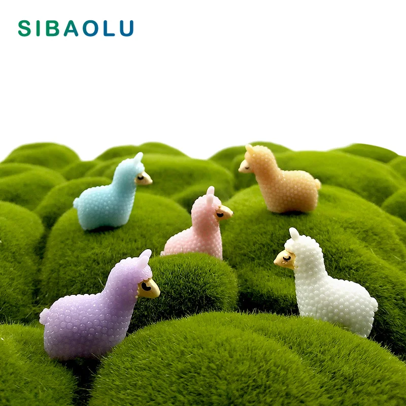 

5pcs Sheep Alpaca Miniature figurine cartoon animal 3D model fairy garden Resin Craft home decoration DIY accessories