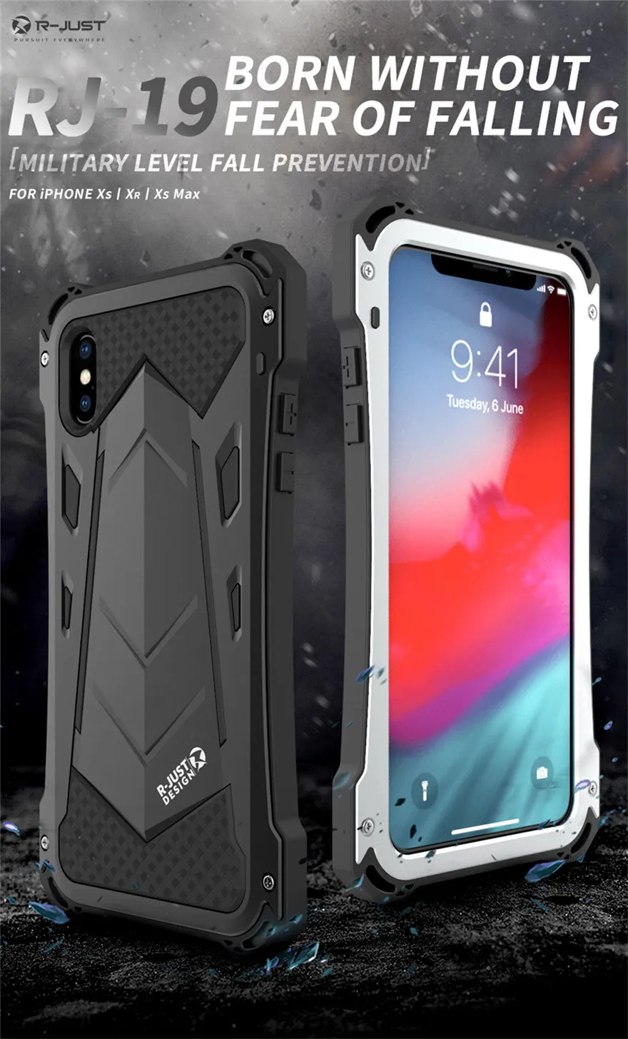 New Heavy Duty Case for iPhone XS Max Doom Armor Metal Case for iPhone XS Original R-just Shockproof Cover For iPhone X XR (1)