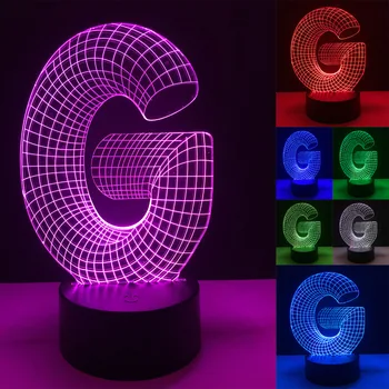 

Luminaria 3D LED Alphabet Letter G Lamp Illusion 7 Color Dimming Gradient RGB Night Light Child Baby Bedside Sleeping Xmas Gifts