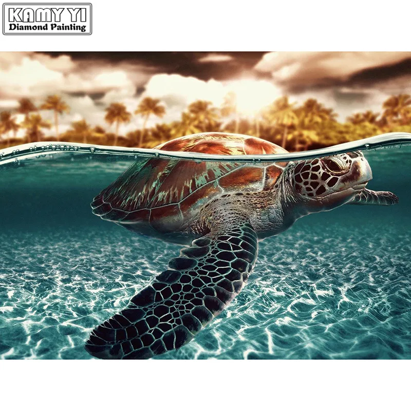 

Full Square drill 5D DIY Diamond painting Swim turtle Diamond Embroidery Mosaic Cross Stitch Rhinestone decor