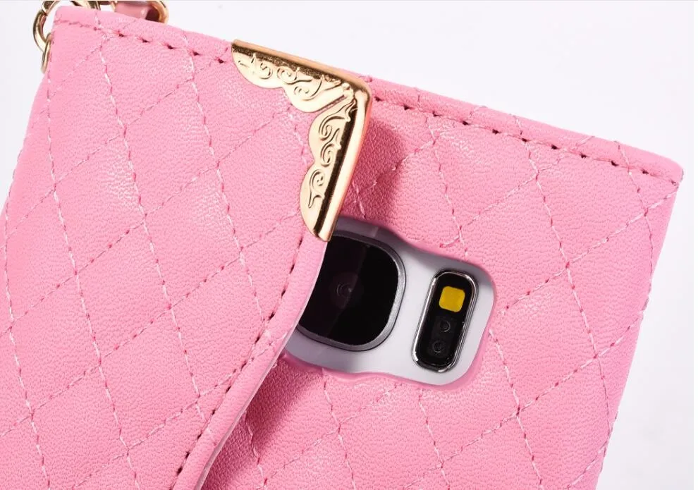 Чехол для телефона с кристаллами и подвеской для iPhone 6, 7, 8, 6 s Plus, флип-кошелек, кожаный чехол, чехол для samsung Galaxy S6 Edge Plus, чехол