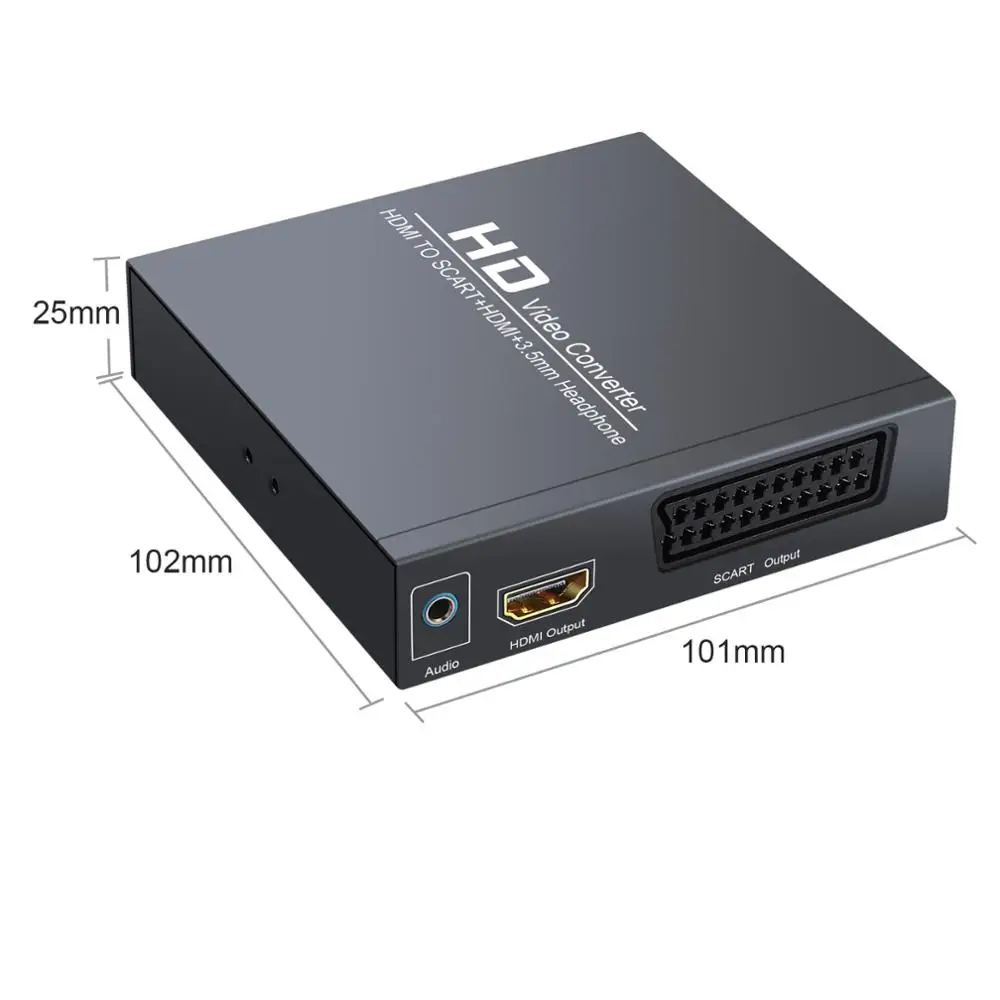 PROZOR HDMI TO HDMI Adaptor HDMI TO SCART Converter L R stereo audio signal Adapter with 3 5mm Headphone and Power Adapter