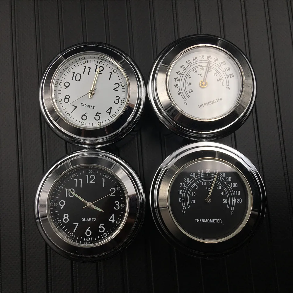 

Motorcycle Motorbike Handlebar Mount Round Clock/Thermometer Universal