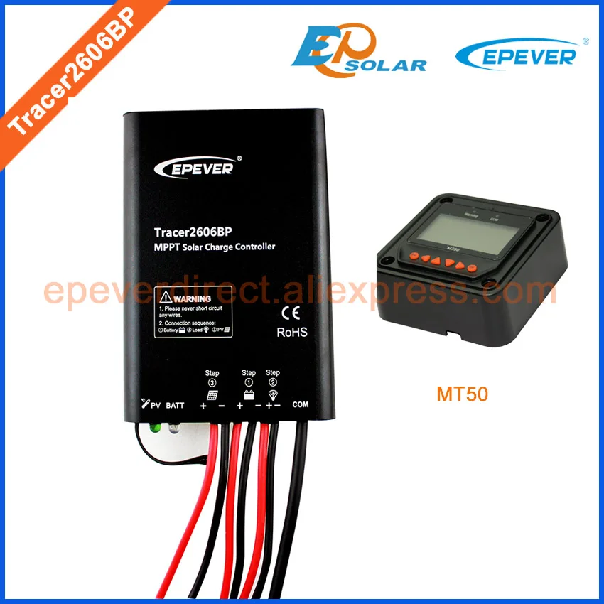 

Solar charging controller waterproof Tracer2606BP MPPT EPEVER regulator with black MT50 remote meter 10A 10amp