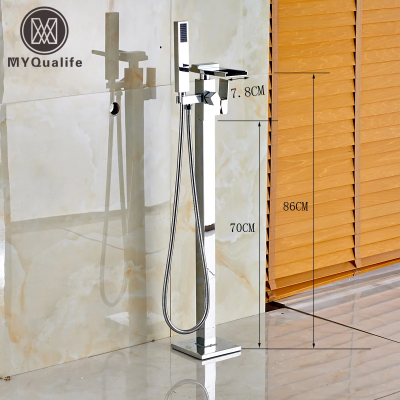 Floor Mount Bath Clawfoot Tub Filler Faucet Abs Handshower Free