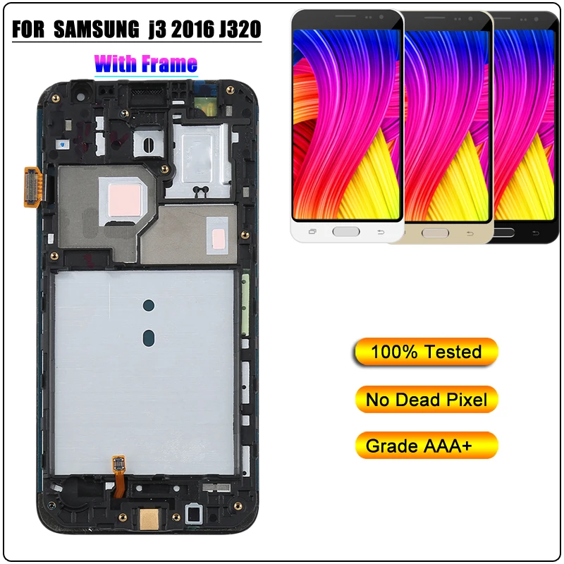 

LCD Display for Samsung Galaxy J3 2016 J320 J320F J320FN Touch Screen Digitizer Assembly LCD Replacement With Frame Home Button