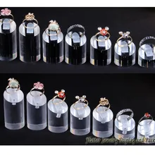 10 комплектов черный и прозрачный Круглый акриловый подставка для демонстрации колец кольца держатели ювелирные изделия Дисплей Органайзер, подставки витрина 7 шт./компл