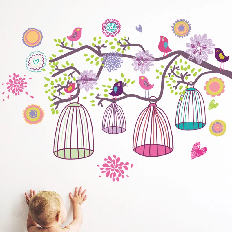

Twig bird cage Wall Sticker for kids baby rooms Living room bedroom background decorations wallpaper nursery Removable stickers