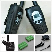 2pc pack black T088 Crank dynamo radio FRS GMRS emergency wind up walkie talkies 2 way radios ham transceiver w/ battery charger