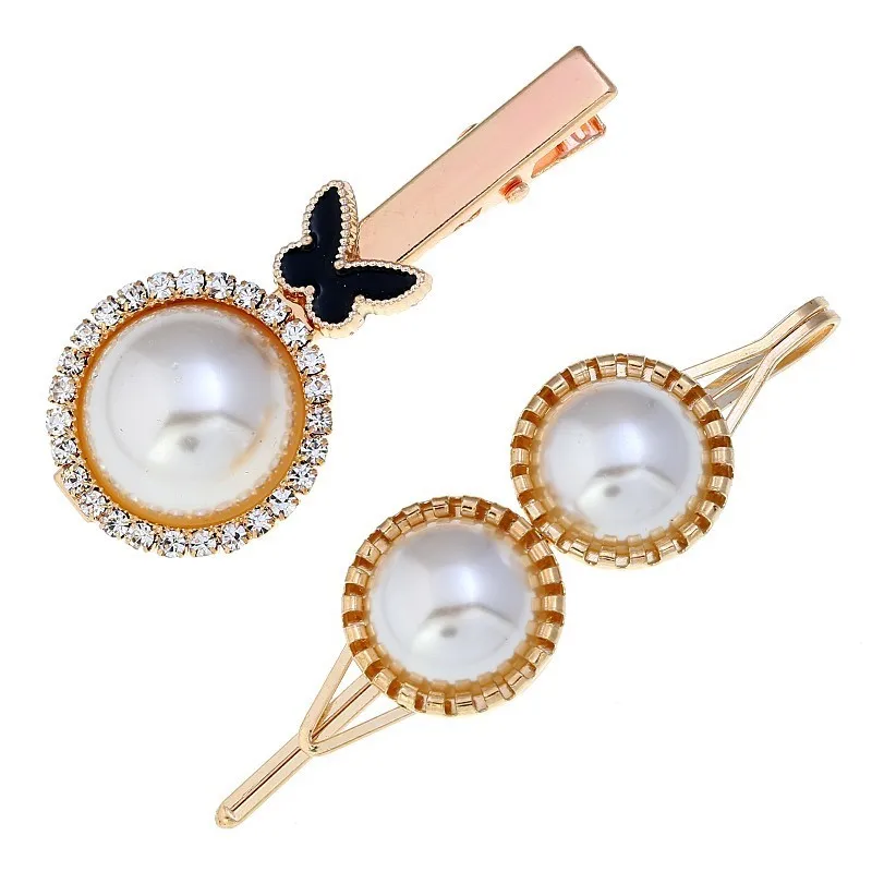 fashion Simulated pearl Metal Two-piece Hairpin for women Combination Simple Sweet Wind Butterfly Clip Hair Accessories | Украшения и