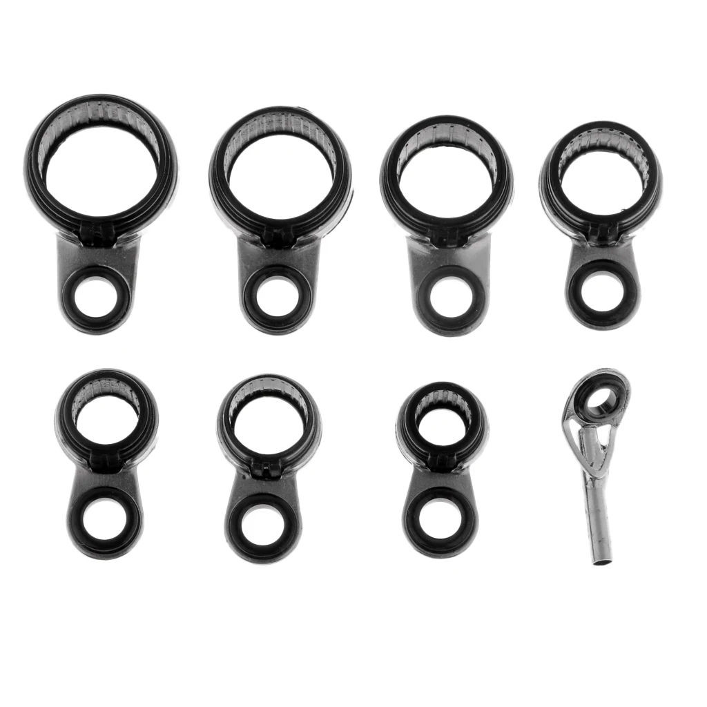 8 pcs Spinning Rod Guides Tip Ceramic Guide with Eyelets Replacement Stainless Steel Fishing Rod