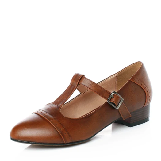 Милые туфли на низком каблуке; Kawaii; черные туфли-лодочки с острым носком и ремешком; цвет коричневый; Mary Jane; классическая модная обувь в стиле Лолиты; модель года; Размеры 4-34 - Цвет: Коричневый