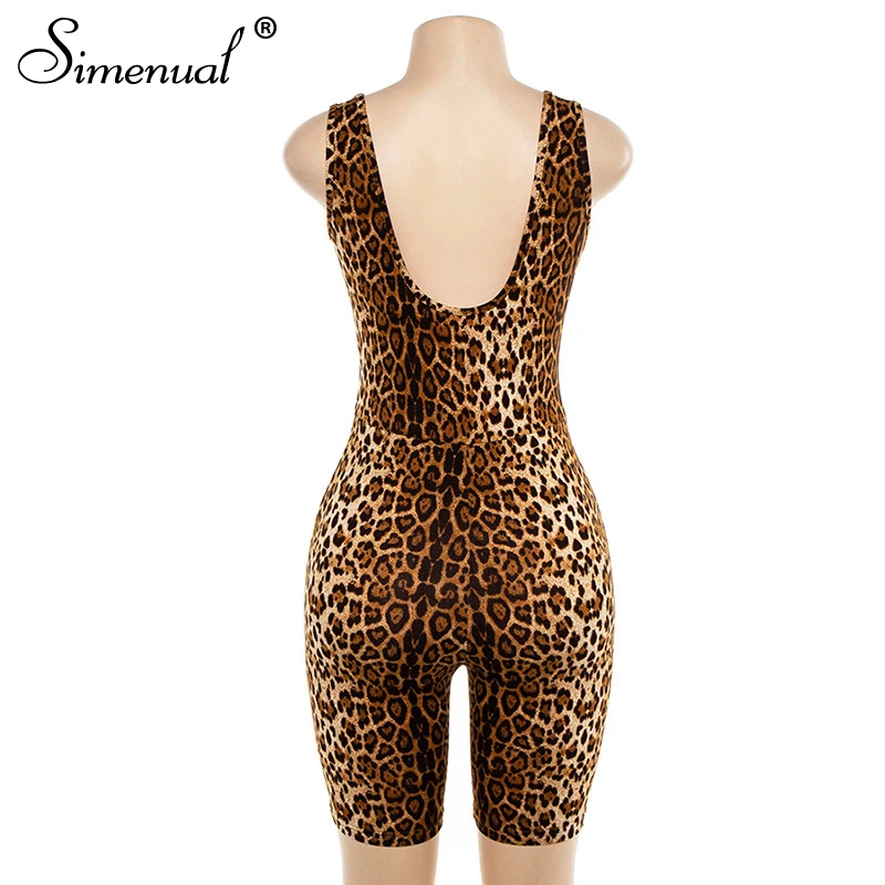 Simenual Leopard V Neck Fitness Biker Playsuits Sleeveless Sexy Fashion Rompers Womens Jumpsuits Skinny Summer Slim Playsuit New Simenual Leopard V Neck Fitness Biker Playsuits Sleeveless Sexy Fashion Rompers Womens Jumpsuits Skinny Summer Slim Playsuit New