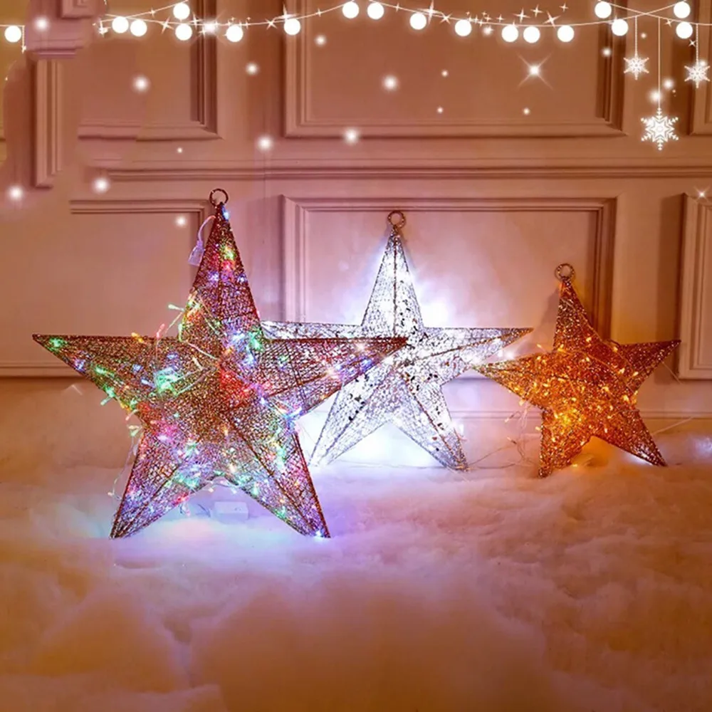 Новые рождественские украшения железная художественная звезда Рождественская елка висячие украшения романтическое Рождественское украшение для окон для дома подвеска