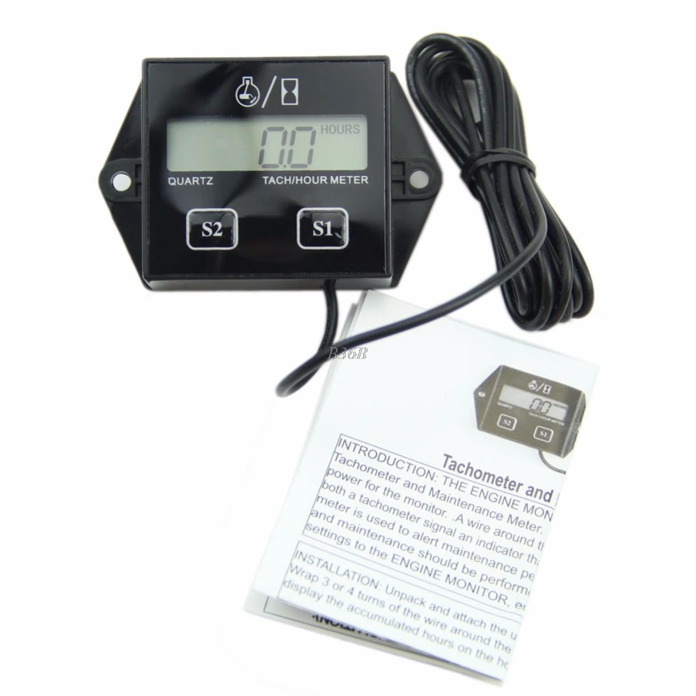 

Free delivery New Engine Digital Spark Plugs Gauge Motorcycle Bike Tach Hour Meter Tachometer