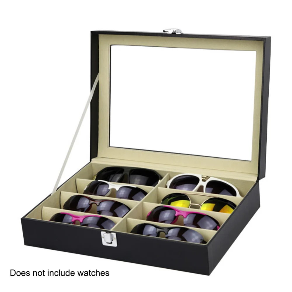 

Hot Sale Eyeglass Sunglass Storage Box Imitation Leather Glasses Display Case Storage Organizer Collector 8 Slot