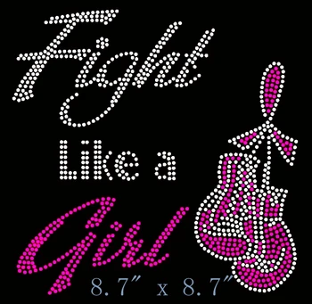 

Free shipping fight like a girl Rhinestone Transfer