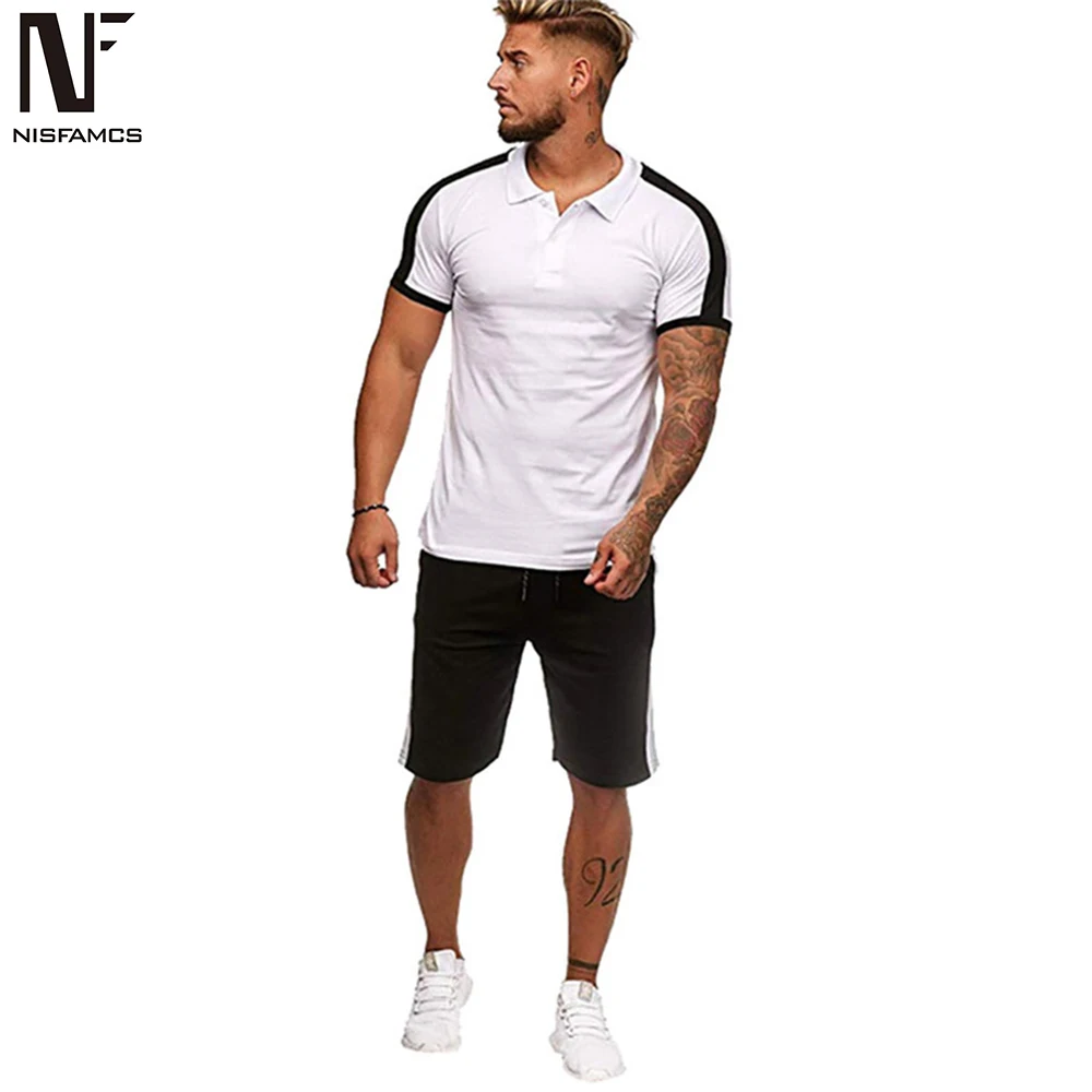 

Men Tracksuits Short Sleeve 2019 Summer EU Size Male Fitness Sets High Quality Workout Shorts Sweaty Young Man Casual Sportswear