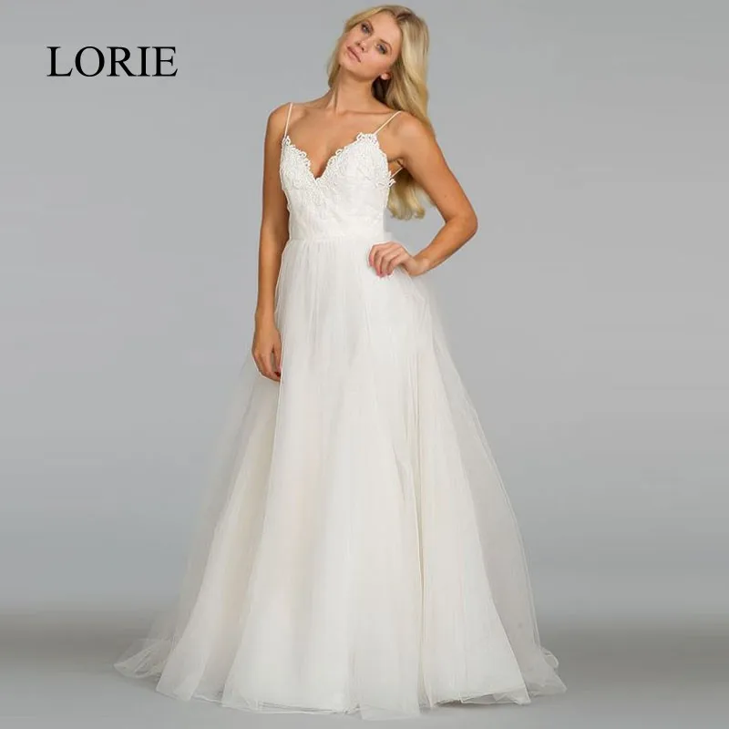 

LORIE Ivory Beach Wedding Dress 2018 Robe Mariage Puffy Tulle Bridal Dress Sweetheart Elegant Wedding Dresses Spaghetti Straps