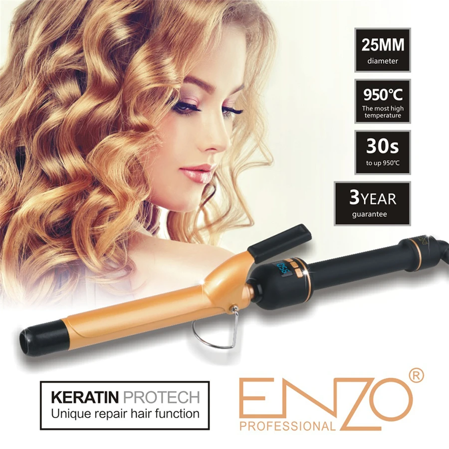 

ENZO Curling Iron 1.25 inch Ceramic Coating, Hair Curling Wand with Anti-scalding Insulated Tip Hair Curler