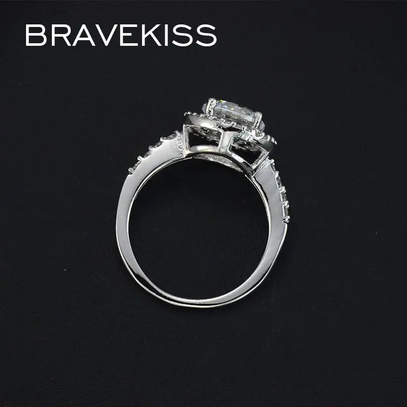 BRAVEKISS белого золота Цвет Роскошные Мода Помолвочные кольца для Для женщин CZ